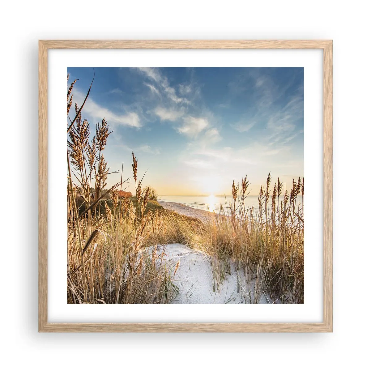 Póster en marco roble claro - Playa del norte - 50x50 cm