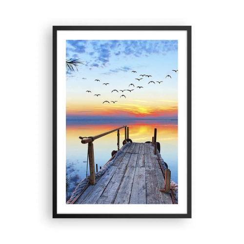 Póster en marco negro - Muelle junto al lago al atardecer - 50x70cm - Es hora de volver... - Decoración de pared moderna para salón y dormitorio ARTTOR