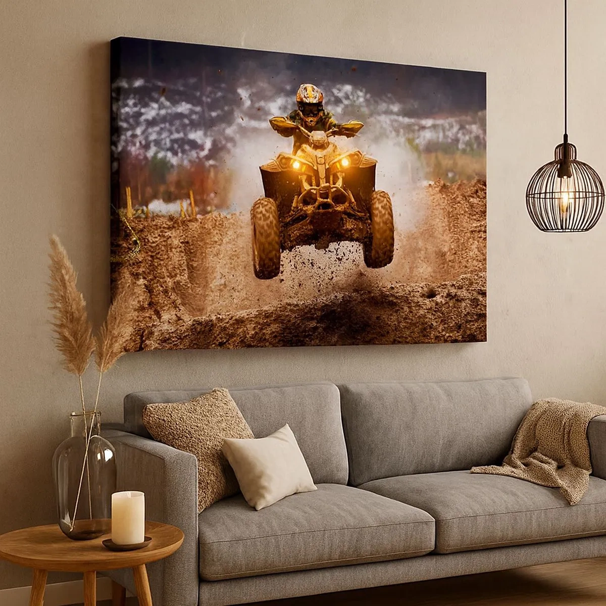 Cuadro sobre lienzo - Impresión de Imagen - Paseos extremos en quad por terrenos embarrados - 70x50cm - Sin riesgo no hay diversión - Decoración de pared moderna para salón y dormitorio ARTTOR