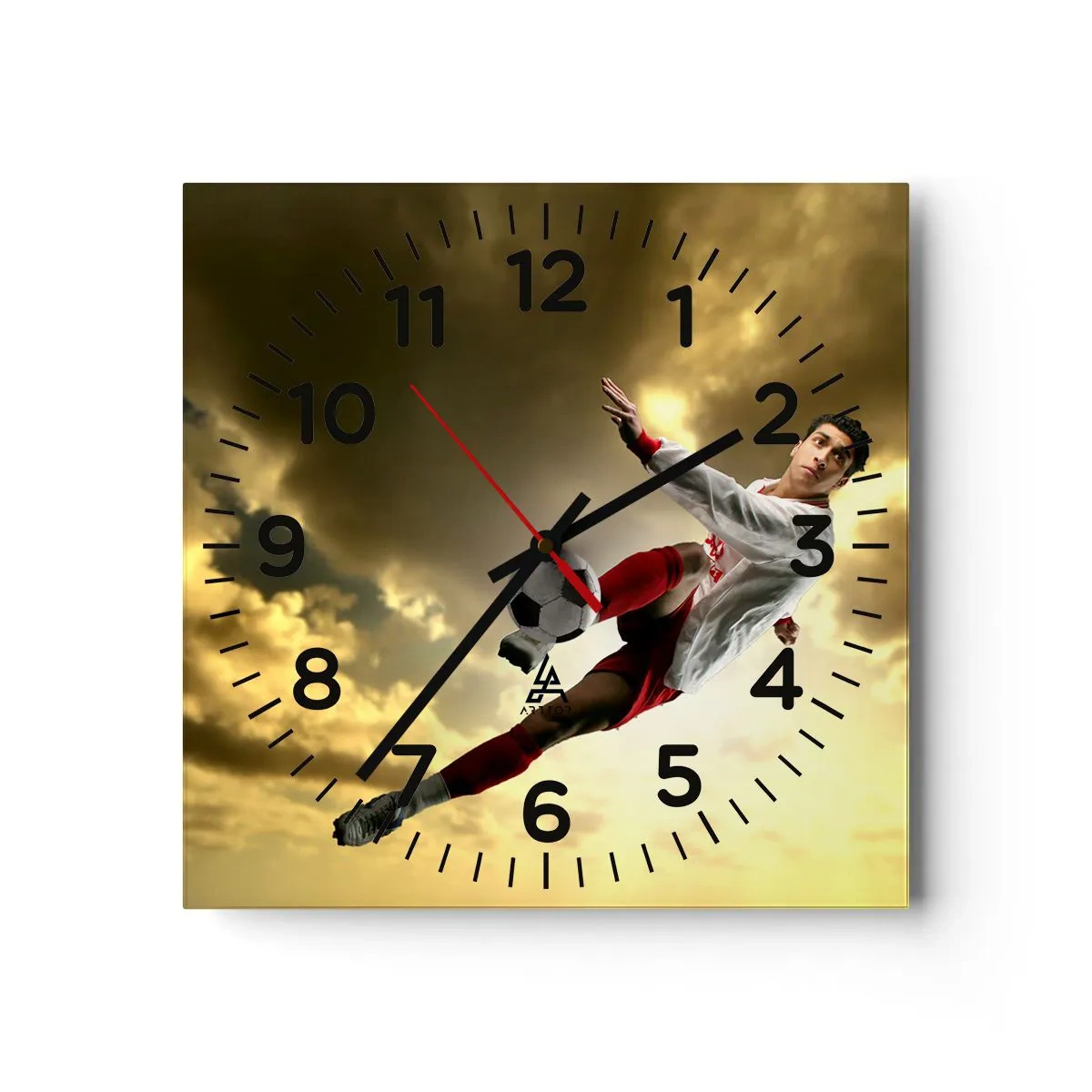 Reloj de pared - Reloj de vidrio - El cielo del fútbol - 40x40 cm