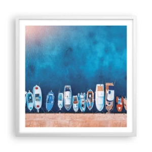 Póster en marco blanco - En fila y a la espera - 60x60 cm