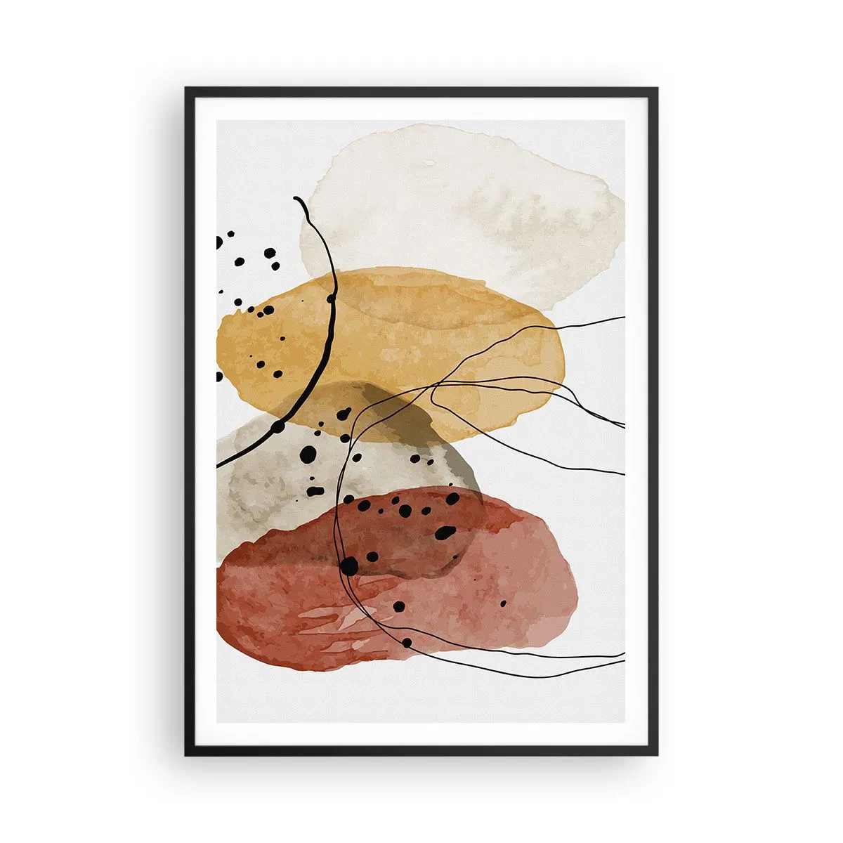 Póster en marco negro - Líneas y transparencias - 70x100 cm