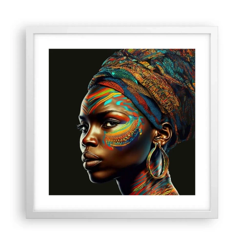 Póster en marco blanco - Reina africana - 40x40 cm
