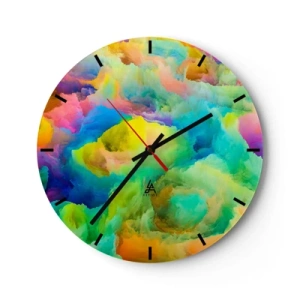 Reloj de pared - Reloj de vidrio - Arco iris borroso - 30x30 cm