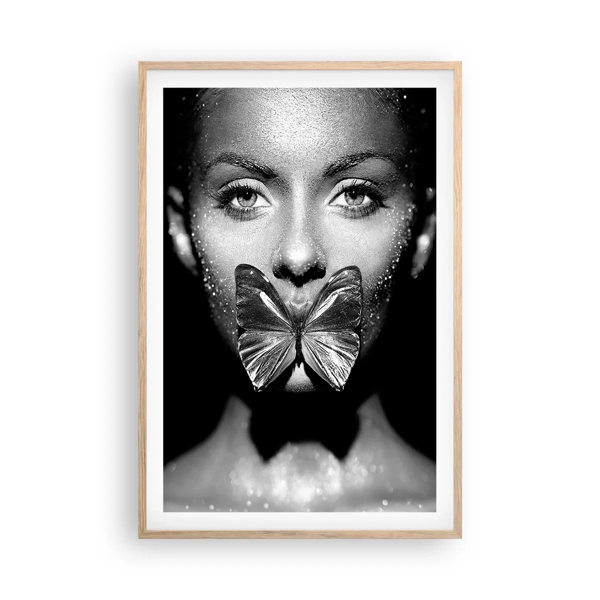 Póster en marco roble claro - Beso de mariposa - 61x91 cm