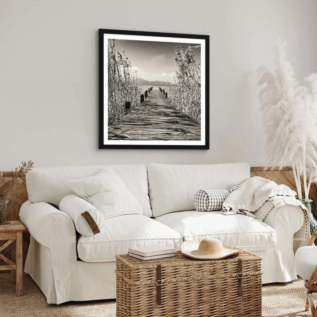 Póster en marco negro - En la quietud de los juncos - 50x50 cm