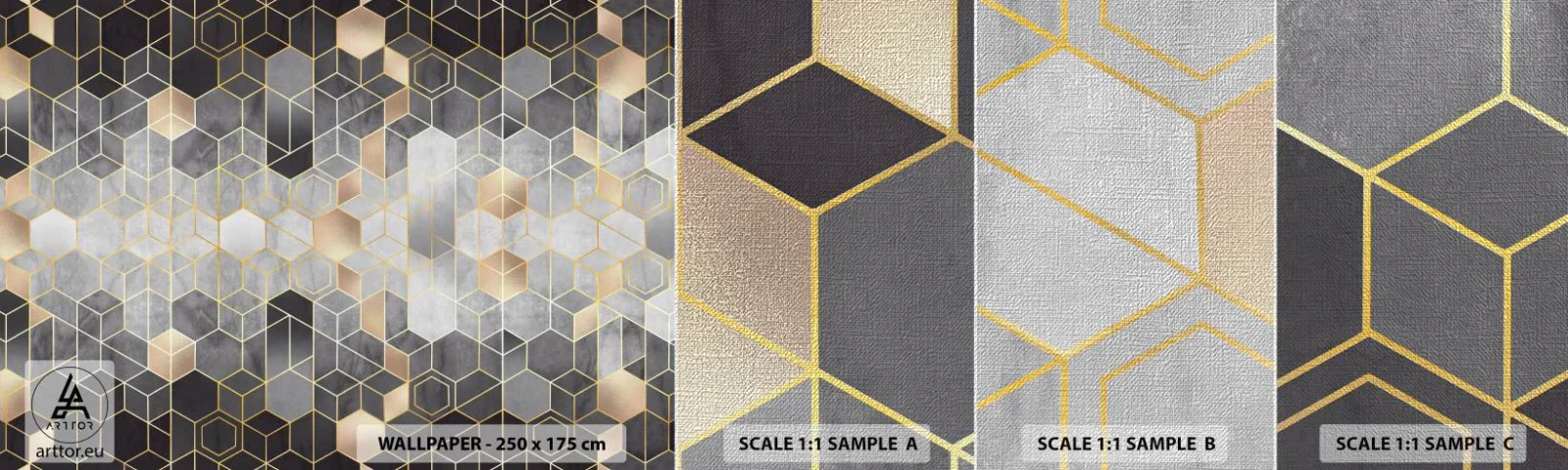 Muestra de fotomural Premium Canvas - Composición de diamantes - Abstracción, Pedazo, Gráficos - 100x30 cm