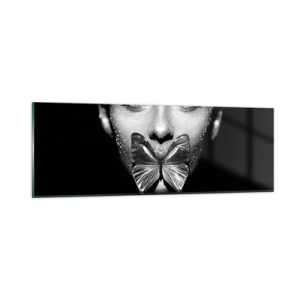 Cuadro sobre vidrio - Impresiones sobre Vidrio - Beso de mariposa - 90x30 cm