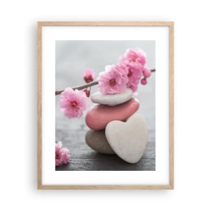 Póster en marco roble claro - Felicidad con la flor del cerezo - 40x50 cm