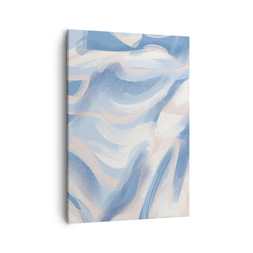 Cuadro sobre lienzo - Impresión de Imagen - Pinceladas abstractas en tonos azules y beige - 50x70cm - Ondas azules - Decoración de pared moderna para salón y dormitorio ARTTOR