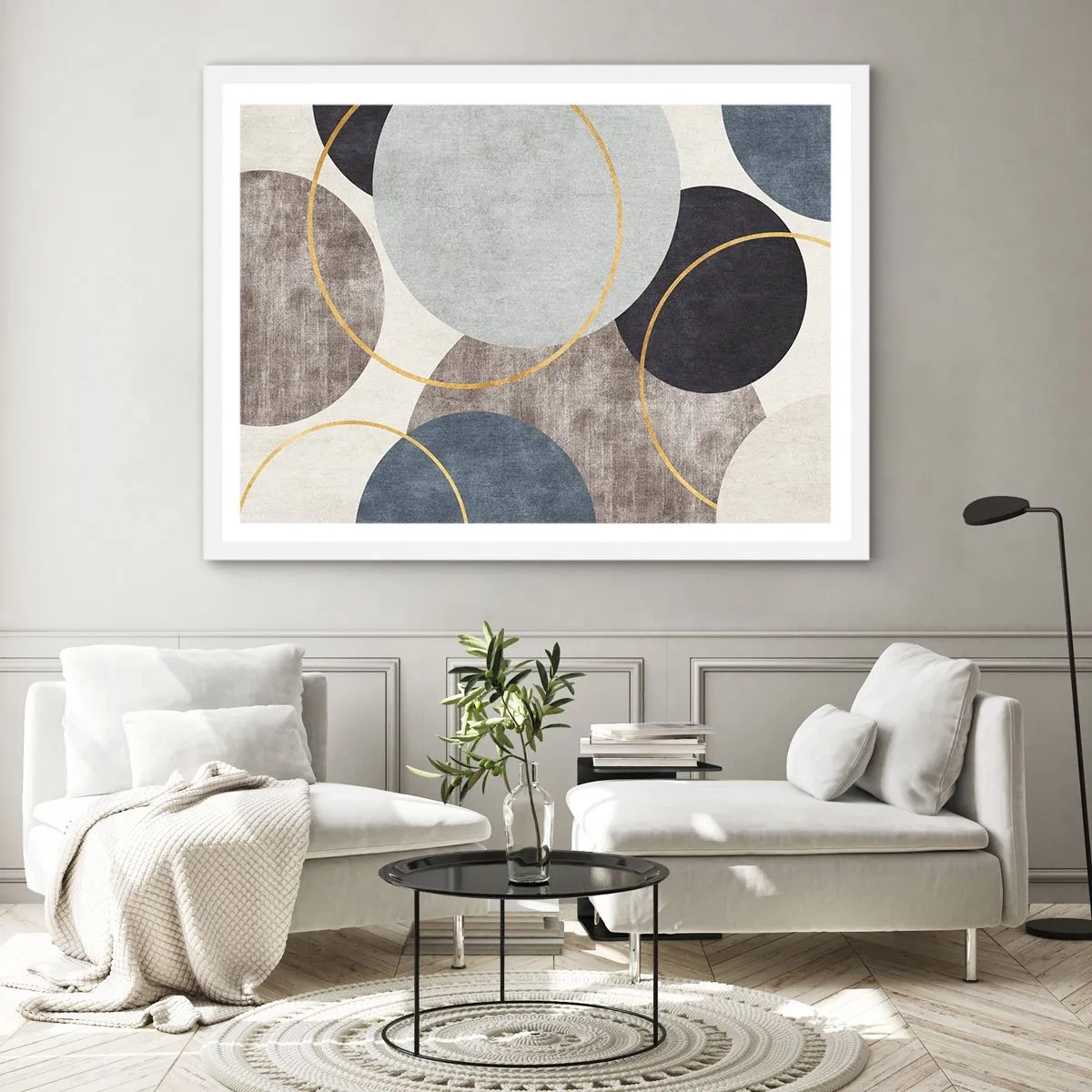 Póster en marco blanco - Círculo tras círculo - 100x70 cm