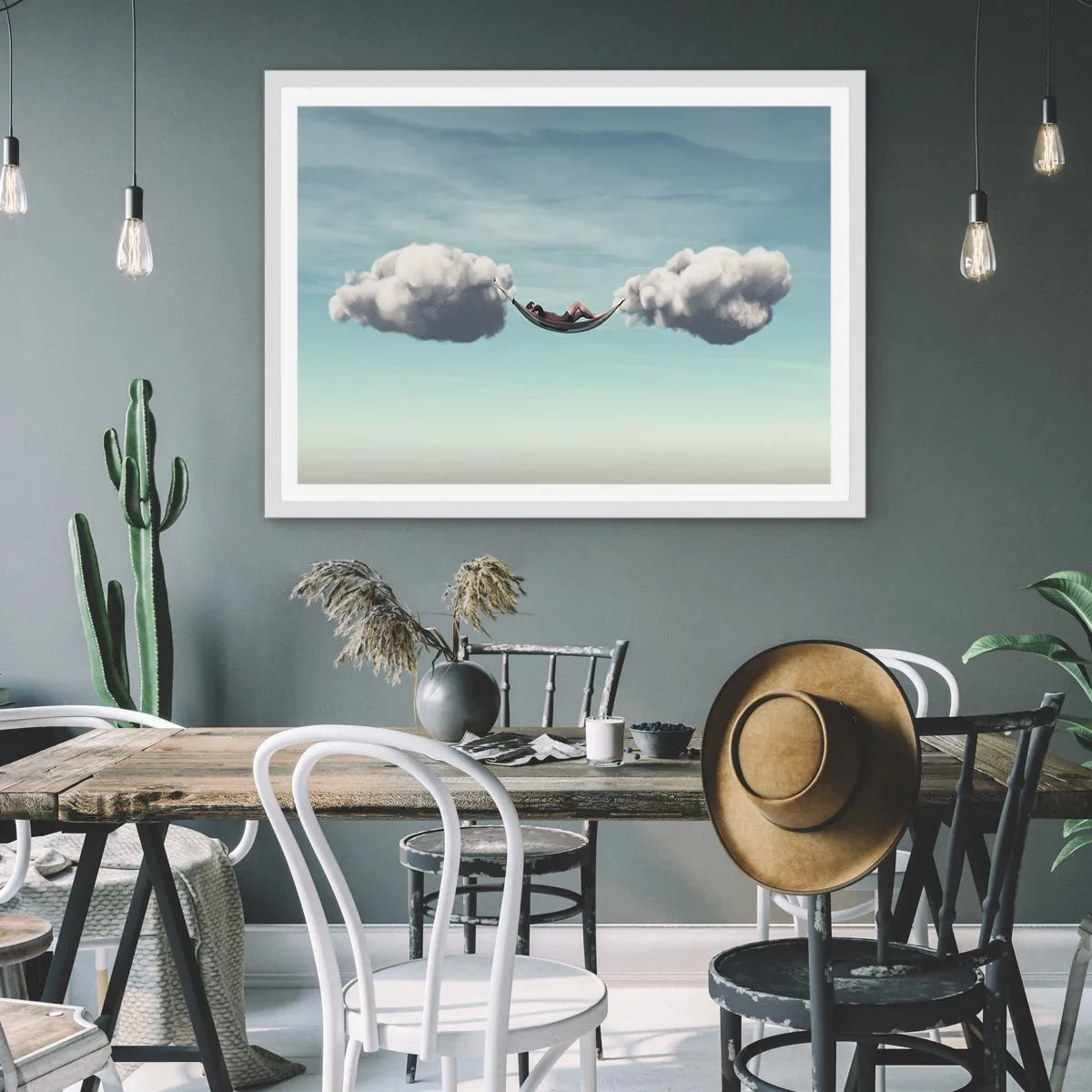 Póster en marco blanco - La felicidad del momento - 40x30 cm