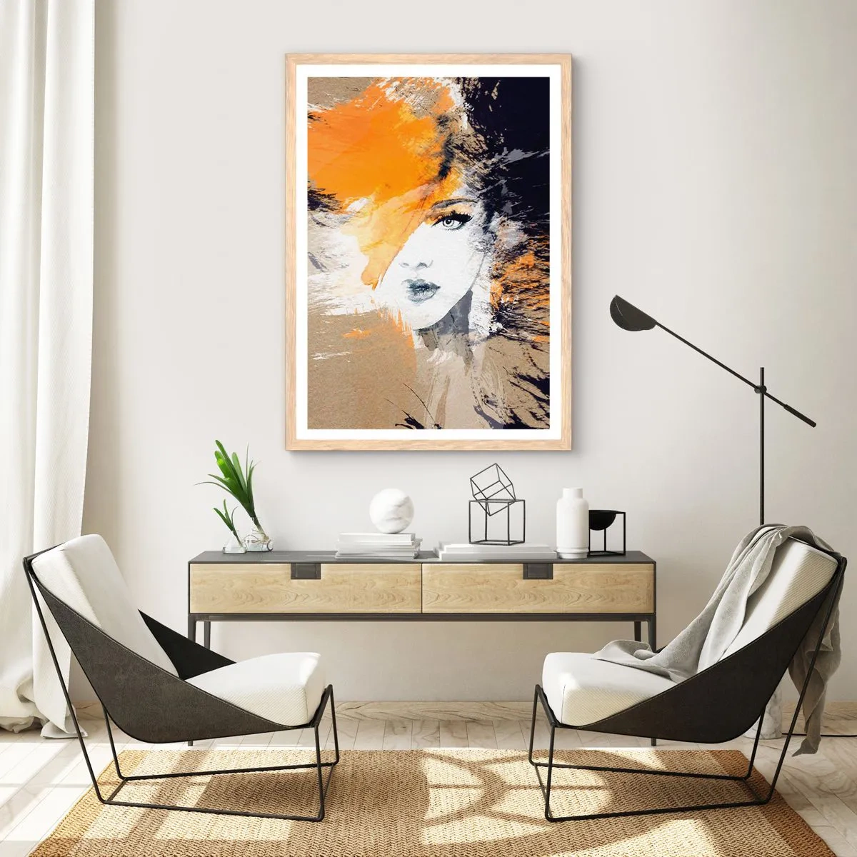 Póster en marco roble claro - Y se convierte en luz - 40x50 cm