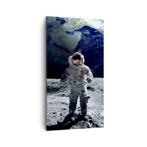 Cuadro sobre lienzo - Impresión de Imagen - Saludos desde la Luna - 45x80 cm