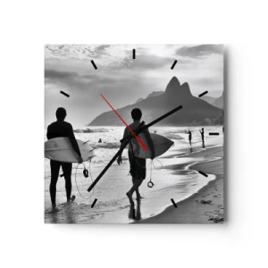 Reloj de pared - Reloj de vidrio - Samba para una ola - 40x40 cm