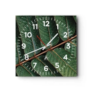 Reloj de pared - Reloj de vidrio - En un ritmo verde - 30x30 cm