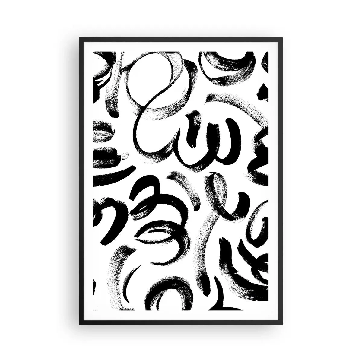 Póster en marco negro - Negro sobre blanco - 70x100 cm