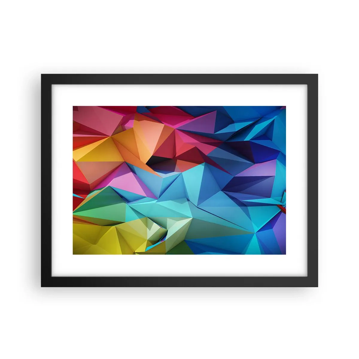 Póster en marco negro - Origami arco iris - 40x30 cm