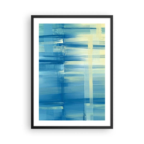 Póster en marco negro - Composición abstracta en tonos azules y amarillos. - 50x70cm - Composición en turquesa - Decoración de pared moderna para salón y dormitorio ARTTOR