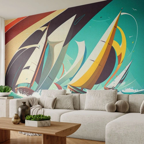 Fotomural Premium Canvas - Afrontar los elementos - Veleros, Regata, Mar - 250x175 cm