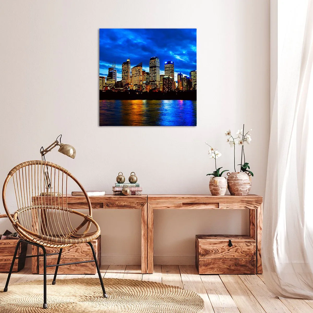 Cuadro sobre lienzo - Impresión de Imagen - Noche de luces y colores - 70x70 cm