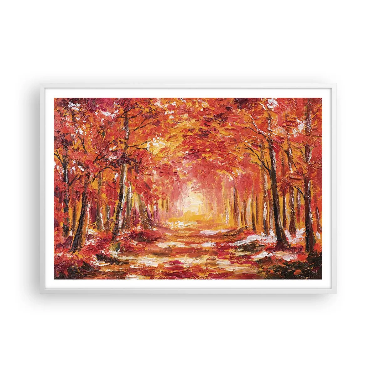 Póster en marco blanco - Bosque de cobre - 100x70 cm