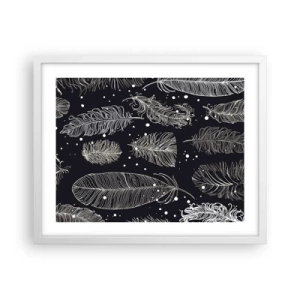 Póster en marco blanco - Encaje de plumas - 50x40 cm