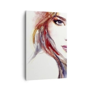 Cuadro sobre lienzo - Impresión de Imagen - Una sutil acuarela del rostro de una mujer con una mirada expresiva. - 80x120cm - Sígueme - Decoración de pared moderna para salón y dormitorio ARTTOR