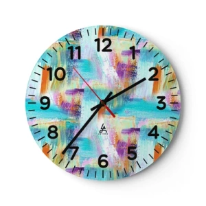 Reloj de pared - Reloj de vidrio - Un alegre traductor de garabatos - 40x40 cm