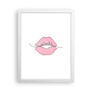 Póster en marco blanco - ¿Listo para un beso? - 30x40 cm