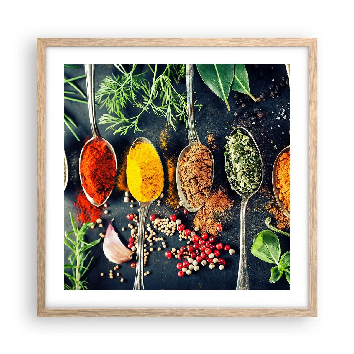 Póster en marco roble claro - Magia culinaria - 50x50 cm