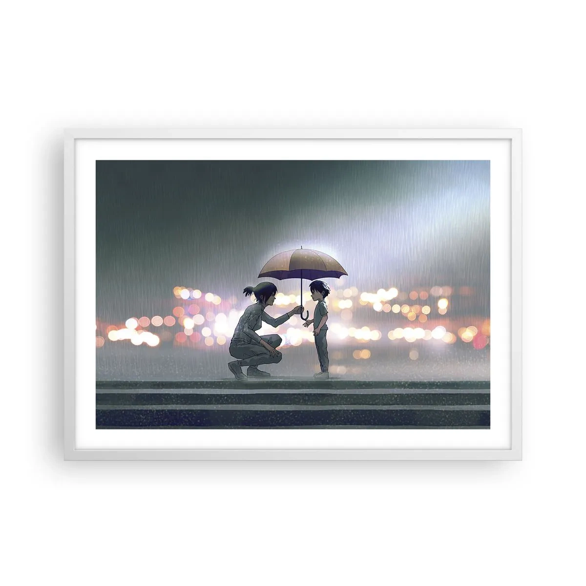 Póster en marco blanco - Y todo está bien - 70x50 cm