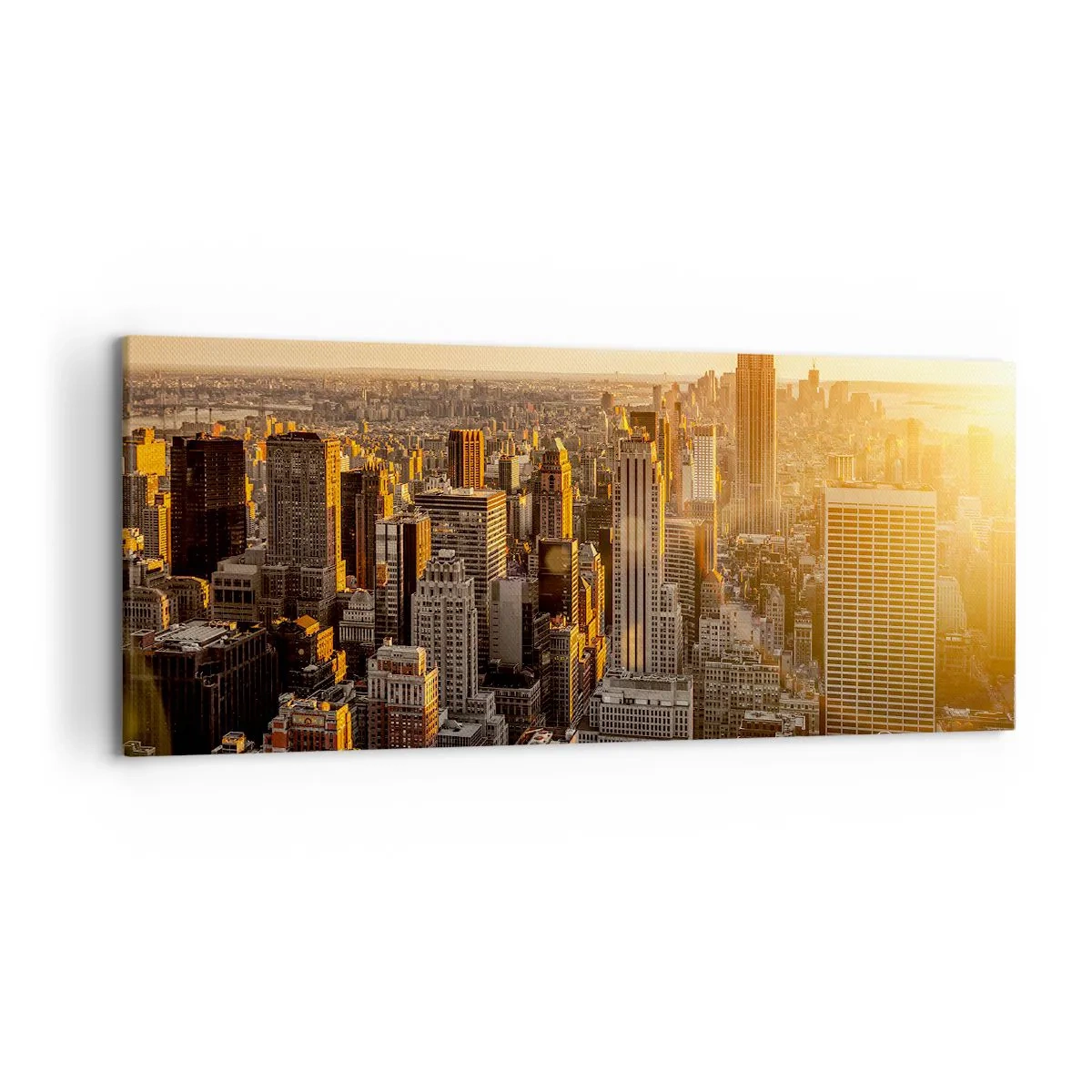 Cuadro sobre lienzo - Impresión de Imagen - El horizonte de la ciudad de Nueva York al atardecer con vistas al Empire State Building - 120x50cm - Creciendo al sol - Decoración de pared moderna para salón y dormitorio ARTTOR