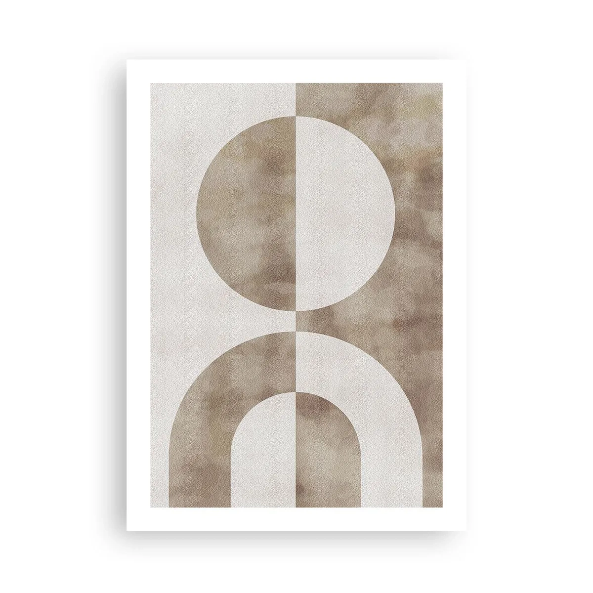 Póster - Abstracción geométrica en cálidos tonos beige. - 50x70cm - Similitudes y diferencias - Decoración de pared moderna para salón y dormitorio ARTTOR