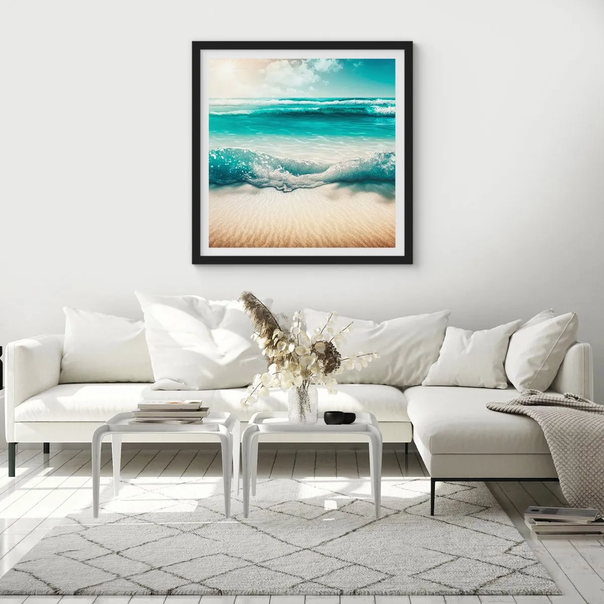 Póster en marco negro - Calma oceánica - 30x30 cm