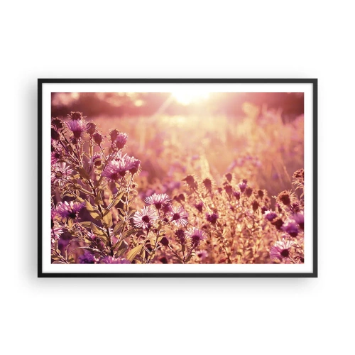 Póster en marco negro - Pradera a la luz del sol poniente - 100x70cm - Antes de que se acabe el verano - Decoración de pared moderna para salón y dormitorio ARTTOR