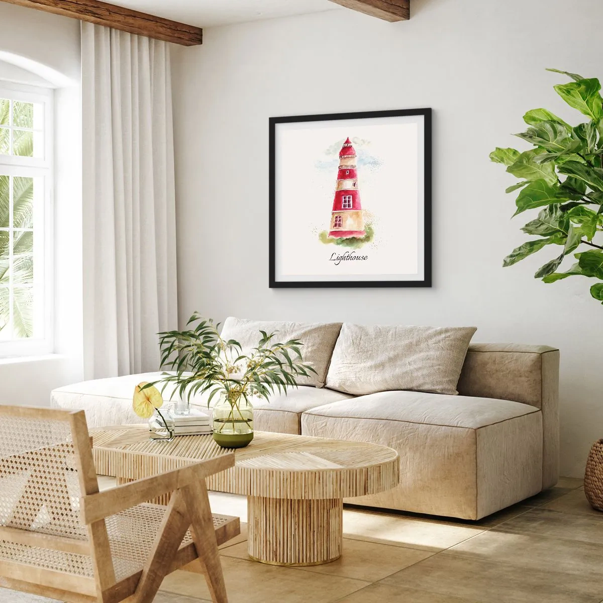 Póster en marco negro - Siempre observando - 40x40 cm