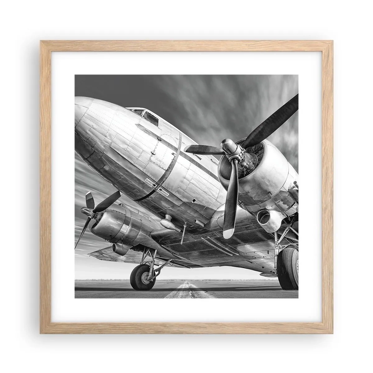 Póster en marco roble claro - Siempre listo para volar - 40x40 cm