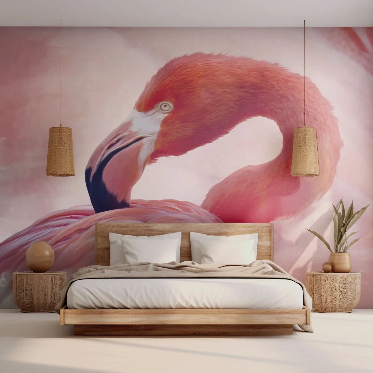 Fotomural Autadhesivo Deluxe Sticker - La belleza de las aves - Flamenco, Pájaro, Naturaleza - 250x175 cm