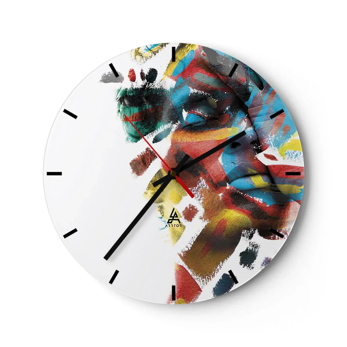 Reloj de pared - Reloj de vidrio - Una personalidad colorida - 40x40 cm