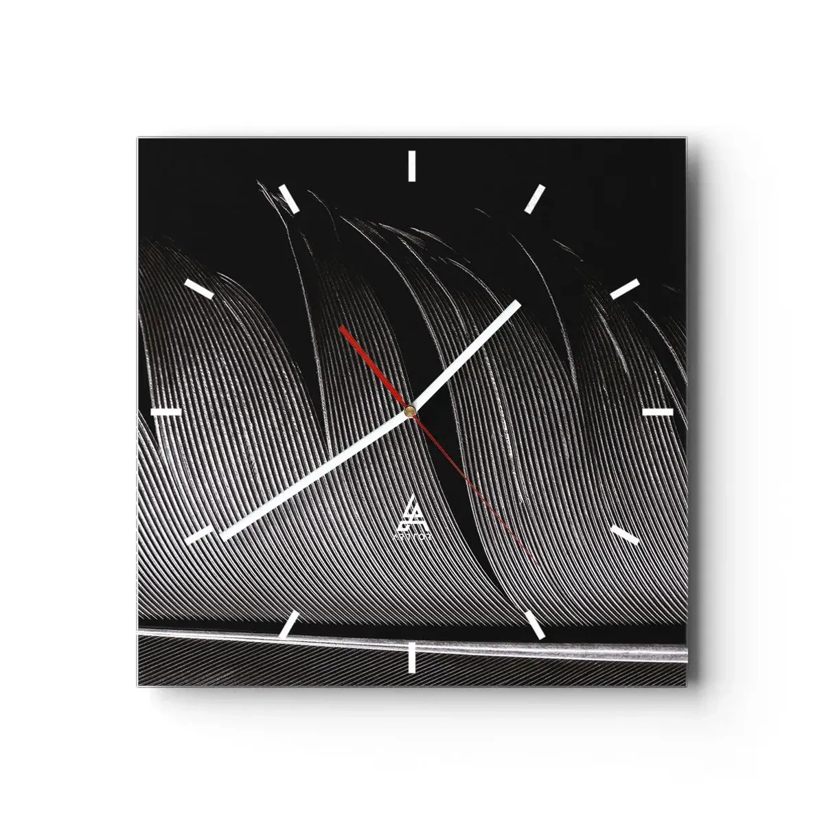 Reloj de pared - Reloj de vidrio - Pluma - una construcción maravillosa - 40x40 cm