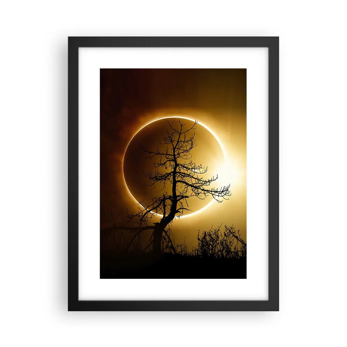 Póster en marco negro - Eclipse total - 30x40 cm