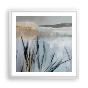 Póster en marco blanco - Campos de invierno - 50x50 cm
