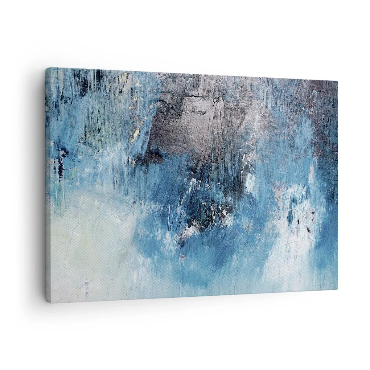 Cuadro sobre lienzo - Impresión de Imagen - Pinceladas abstractas en tonos azules - 70x50cm - Rapsodia celeste - Decoración de pared moderna para salón y dormitorio ARTTOR