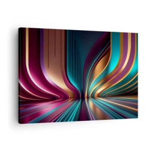 Cuadro sobre lienzo - Impresión de Imagen - Abstracción futurista con colores intensos y curvas. - 70x50cm - Arquitectura de la luz - Decoración de pared moderna para salón y dormitorio ARTTOR