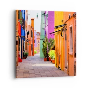 Cuadro sobre lienzo - Impresión de Imagen - El callejón arco iris - 40x40 cm