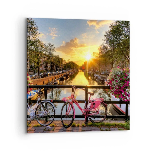 Cuadro sobre lienzo - Impresión de Imagen - Mañana de primavera en Ámsterdam - 70x70 cm