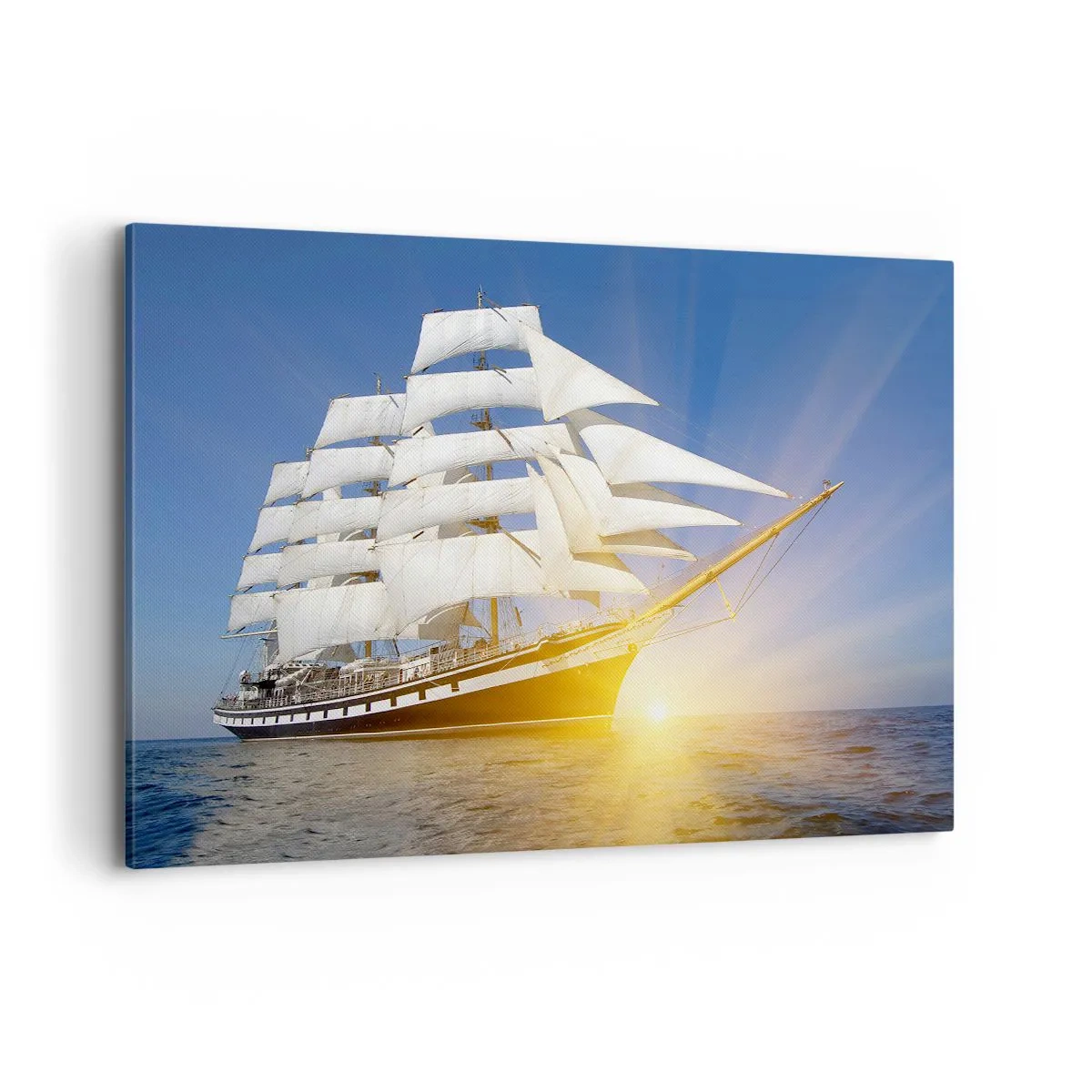 Cuadro sobre lienzo - Impresión de Imagen - Un velero en el mar a la luz del sol poniente. - 120x80cm - Su tiempo nunca pasará - Decoración de pared moderna para salón y dormitorio ARTTOR