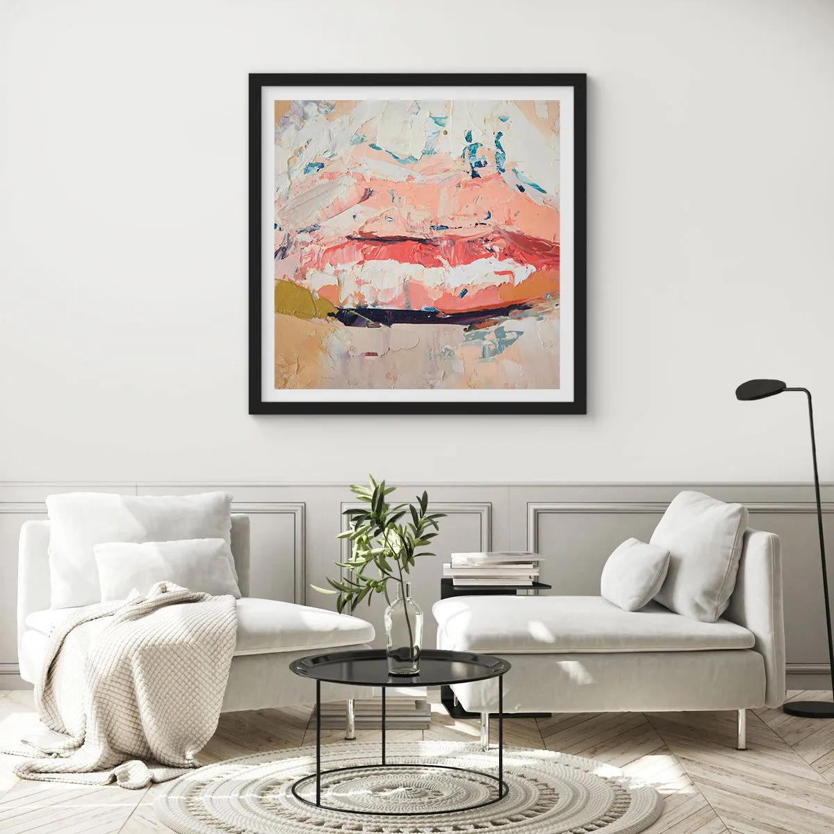 Póster en marco negro - Despierta los sentidos - 30x30 cm