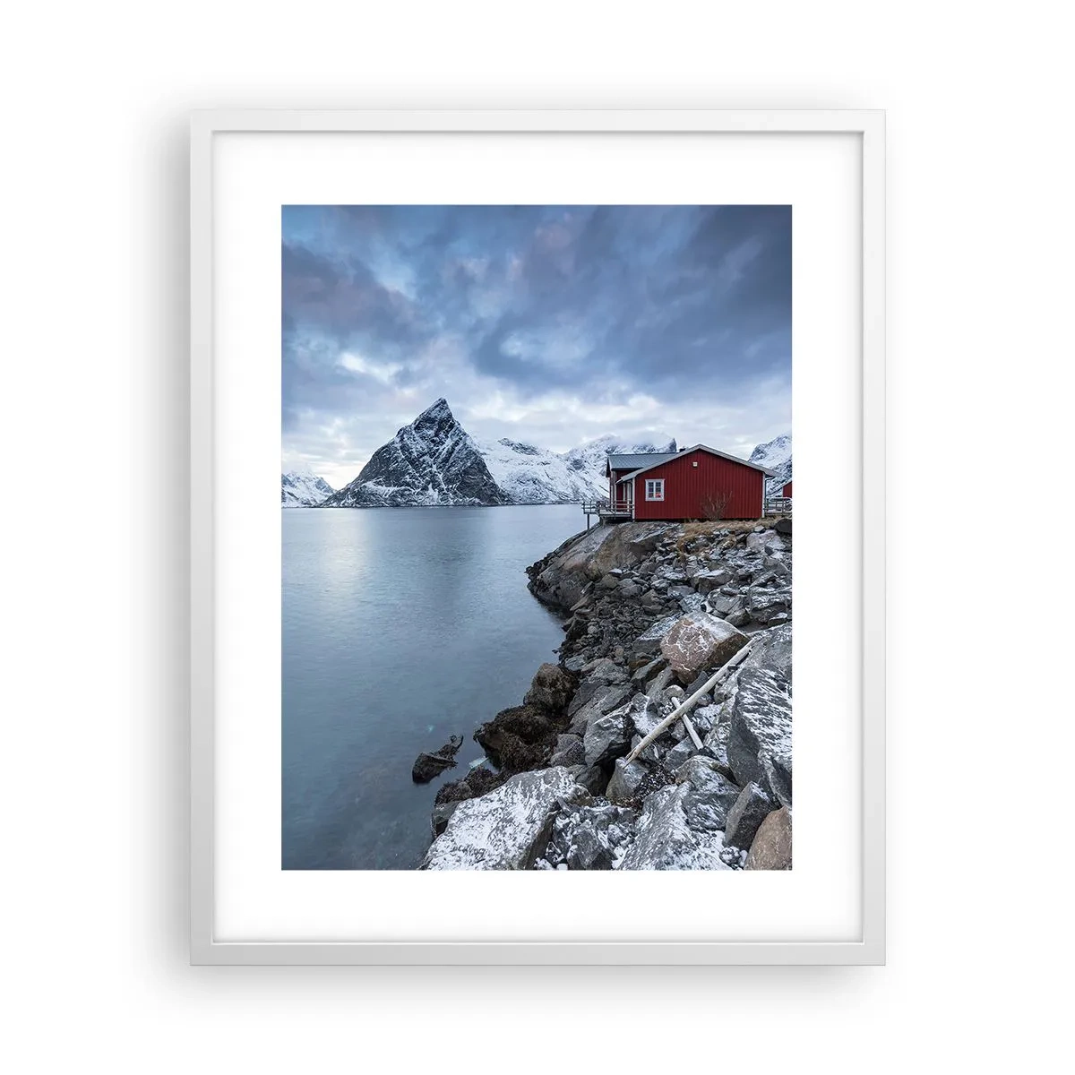 Póster en marco blanco - Paisaje escandinavo - 40x50 cm